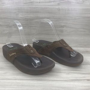 Skechers flip flop tone ups sandals brown size 6